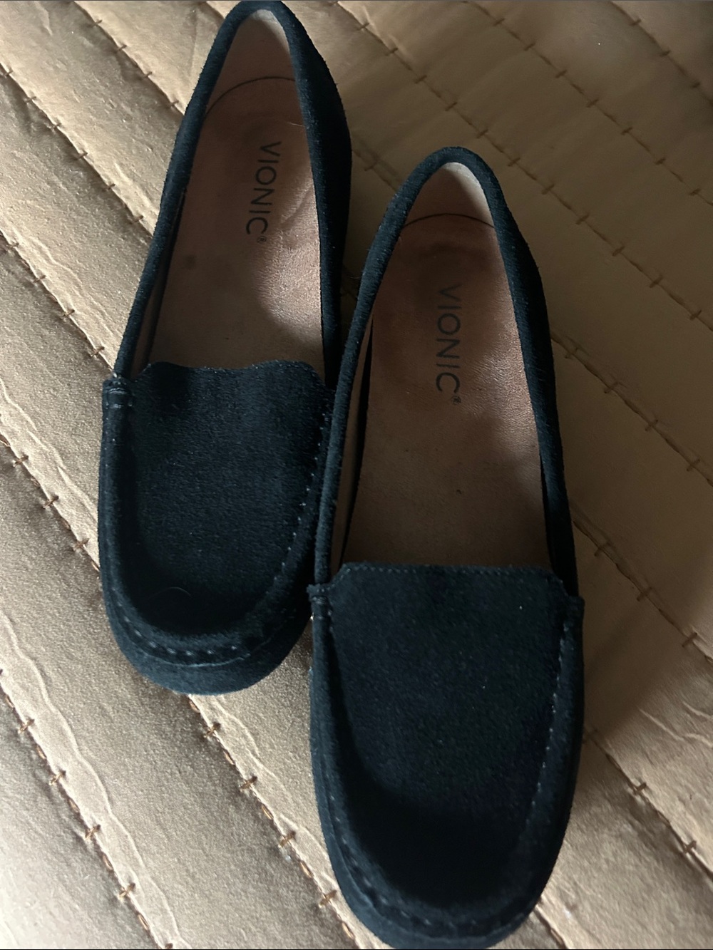 Vionic Black Suede Slip-On Loafers